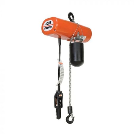 Cm Classic Lodestar Electric Chain Hoist, Double Reeving, 1 Ton, 6 Ft, 10 Ft Lifting Height, 8 Fpm 2762